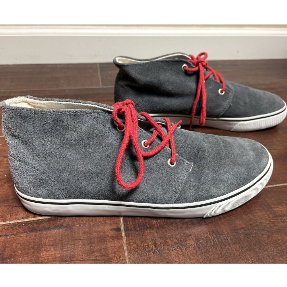 Aeropostale Gray Suede Chukka Boot Sneakers Red Laces Mid Top Skate Shoes Men 10
